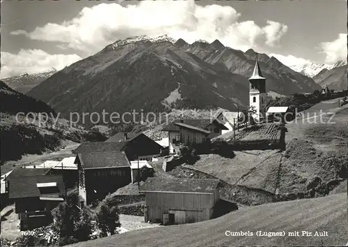 Cumbel Ortsansicht mit Kirche Piz Ault Glarner Alpen Kat. Cumbel