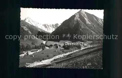 Samnaun Dorf Panorama mit Muttler Samnaungruppe Kat. Samnaun Dorf