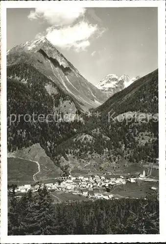 Lavin Panorama mit Piz Linard Silvretta Kat. Lavin