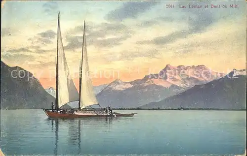 Lac Leman Genfersee Barque et Dent du Midi Alpes / Genf /Bz. Geneve City