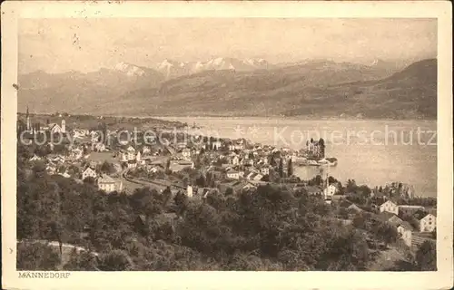 Maennedorf Gesamtansicht mit Alpenpanorama Zuerichsee Kat. Maennedorf