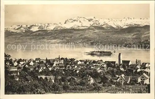 Meilen Panorama Zuerichsee Dampfer Alpen Kat. Meilen