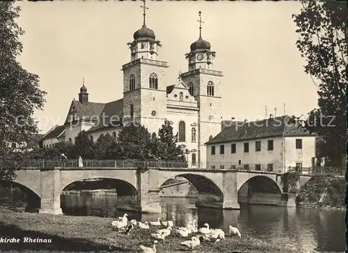 Rheinau ZH Klosterkirche am Rheinufer Bruecke Enten Kat. Rheinau