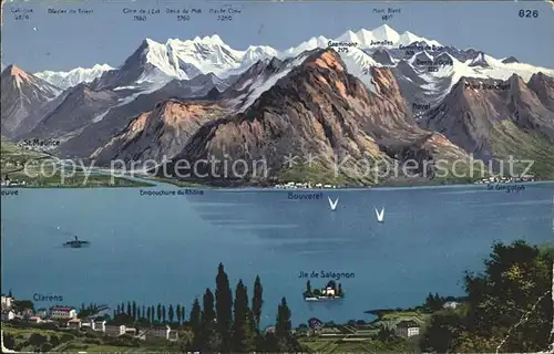 Vevey VD Lac Leman et les Alpes Dents du Midi Kat. Vevey