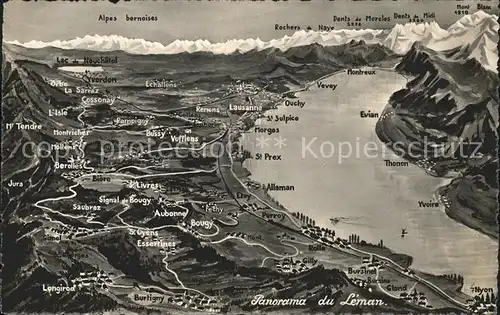 Lac Leman Genfersee Panorama mit Alpen aus Vogelperspektive / Genf /Bz. Geneve City