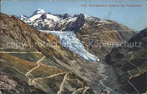 Rhonegletscher Glacier du Rhone Grimselpass Furkastrasse Alpenpass Kat. Rhone