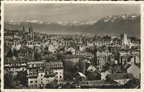 Lausanne VD Vue generale Lac Leman et les Alpes / Lausanne /Bz. Lausanne City