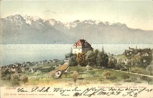 Clarens VD Chateau du Chatelard et des Cretes Lac Leman et les Alpes Kat. Clarens