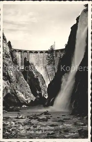 Lac de Montsalvens La chute et le barrage Staudamm Wasserfall Kat. Gruyeres