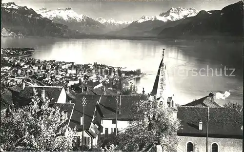 Chardonne Vue generale Lac Leman et Dents du Midi Kat. Chardonne