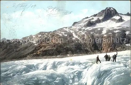 Rhonegletscher Glacier du Rhone Naegelisgraetli und uebergang ueber den Gletscher Kat. Rhone