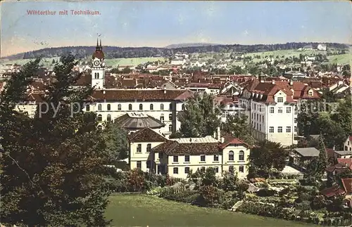 Winterthur Stadtbild mit Technikum Kirchturm Kat. Winterthur