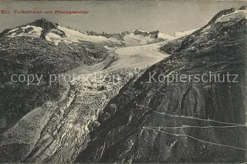 Rhonegletscher Glacier du Rhone und Furkastrasse Alpenpass Kat. Rhone