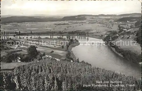 Flaach Panorama Blick vom Buchberg Rheinbr?cke Ziegelh?tte Kat. Flaach