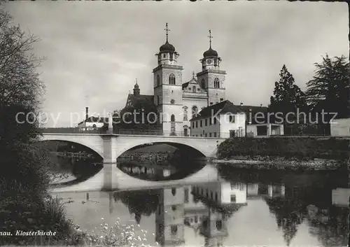 Rheinau ZH Klosterkirche Rheinufer Bruecke Kat. Rheinau