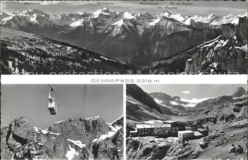 Gemmipass Wallis Luftseilbahn Berghotel Wildstrubel Alpenpanorama Kat. Gemmipass