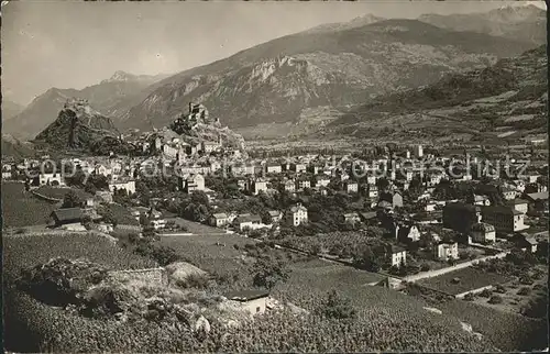 st34641 Sion VS Vue generale Chateau de Tourbillon et Valere Kategorie. Sion Alte Ansichtskarten