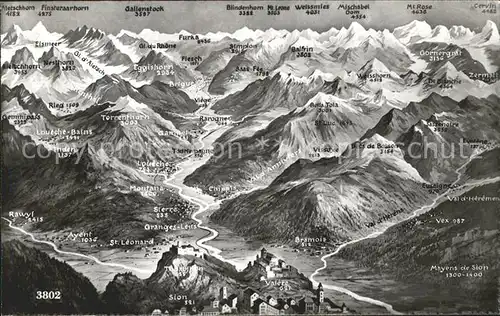 st34649 Sion VS et la Vallee du Rhone Alpes Kategorie. Sion Alte Ansichtskarten