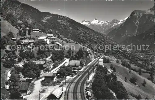 Ausserberg Loetschbergbahn Bortelhorn und Glishorn Walliser Alpen Kat. Ausserberg