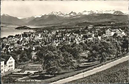 Horgen ZH Ortsansicht mit Alpen / Horgen /Bz. Horgen