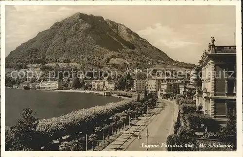 Paradiso Lago di Lugano Quai mit Mt San Salvatore Kat. Paradiso