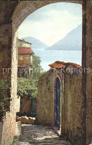 Gandria Lago di Lugano Dorfmotiv Kat. Gandria