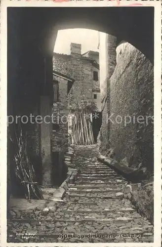 Gandria Lago di Lugano Dorfmotiv Gasse Kat. Gandria