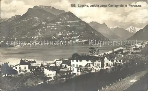 Lugano TI veduta verso Castagnola e Porlezza Kat. Lugano