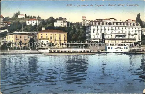 Lugano TI Grand Hotel Splendide Faehrschiff Kat. Lugano
