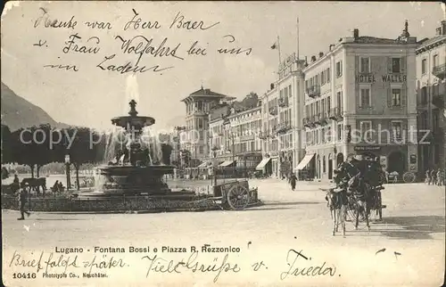 Lugano TI Fontana Bossi e Piazza R Rezzonico Kat. Lugano