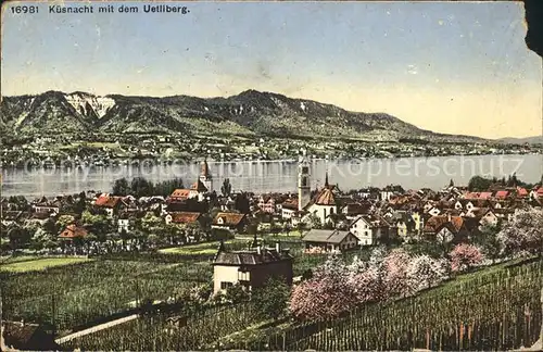 Kuesnacht Panorama mit dem Uetliberg Kat. Kuesnacht