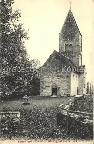 Insel Ufenau Huettengrab und Kirche Kat. Pfaeffikon SZ