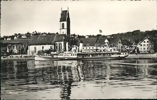 Meilen Ortsblick Kirche Faehre Kat. Meilen