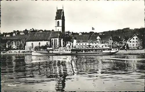 Meilen Ortsblick Kirche Faehre Kat. Meilen