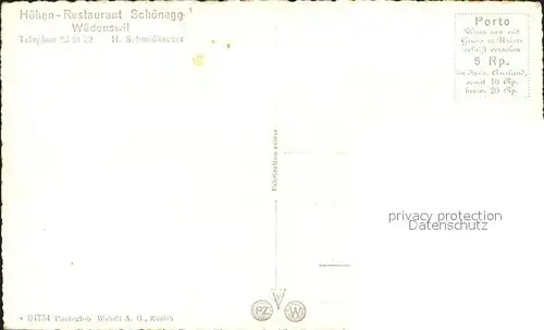 Waedenswil Hoehenrestaurant Schoenegg Kat. Waedenswil