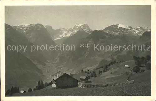 Braunwald GL Toedikette vom Rulschen aus gesehen Kat. Braunwald