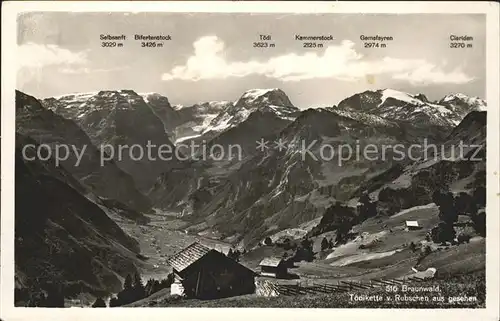 Braunwald GL Toedikette von Rubschen aus gesehen Kat. Braunwald