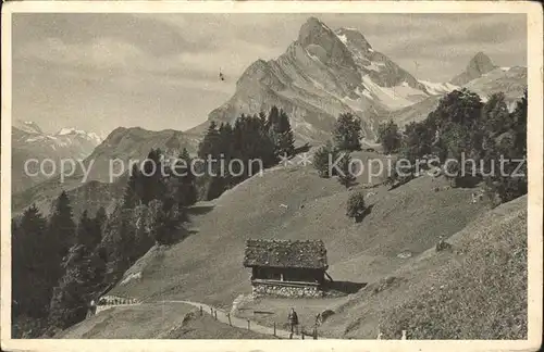 Braunwald GL mit Ortstock und hoher Turm Kat. Braunwald