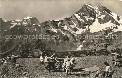 Braunwald GL Aussicht vom Berghaus Gummern auf Toedi und Ortstock Kat. Braunwald