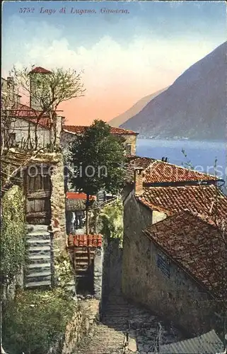 Gandria Lago di Lugano Haeuser und See Kat. Gandria