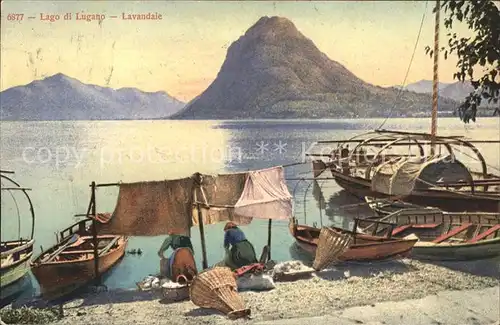 Lugano TI Lago die Lugano Lavandale Waschfrauen Kat. Lugano
