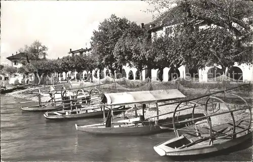 Bissone Lago di Lugano am See Haeuser Boote Kat. Bissone