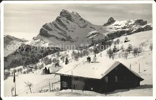 Braunwald GL Berghaus im Schnee Kat. Braunwald