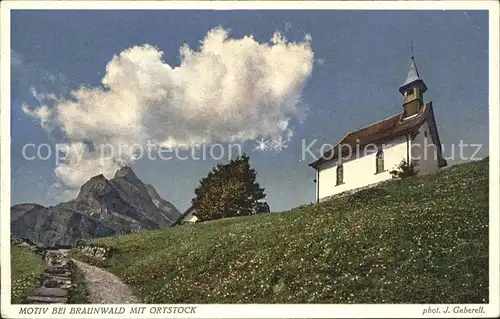 Braunwald GL Kirchli mit Ortstock Kat. Braunwald