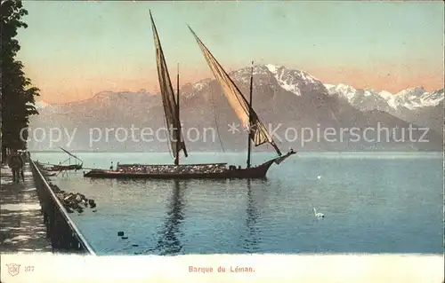 Lac Leman Genfersee Barque Segelboot Berge / Genf /Bz. Geneve City