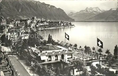 Montreux VD Pavillon des Sports et Dents du Midi Genfersee Alpen / Montreux /Bz. Vevey