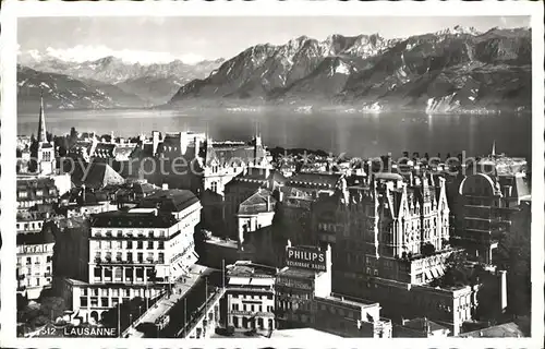 Lausanne VD mit Genfersee und Alpen / Lausanne /Bz. Lausanne City
