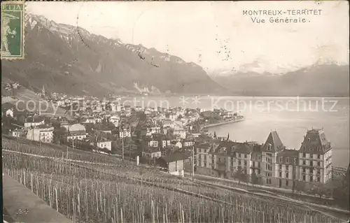 Territet Montreux total mit Genfersee und Alpen Kat. Territet