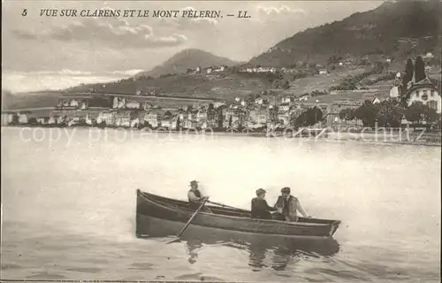 Clarens VD et Mont Pelerin mit Genfersee Ruderboot Kat. Clarens