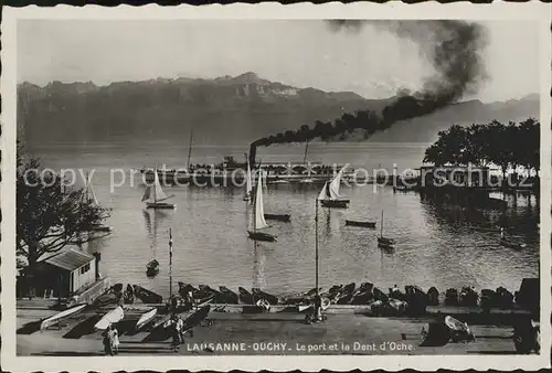 Lausanne VD Ouchy Port Dentd`Oche mit Genfersee Schiff Boote / Lausanne /Bz. Lausanne City